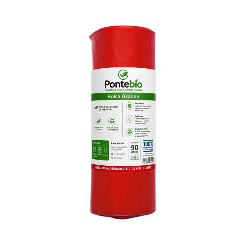 BOLSA DE ASEO ROJA DEGRADABLE 70X90 25MC
