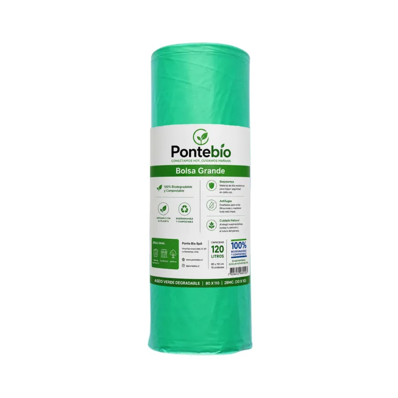 BOLSA DE ASEO VERDE DEGRADABLE 80X110 28MC